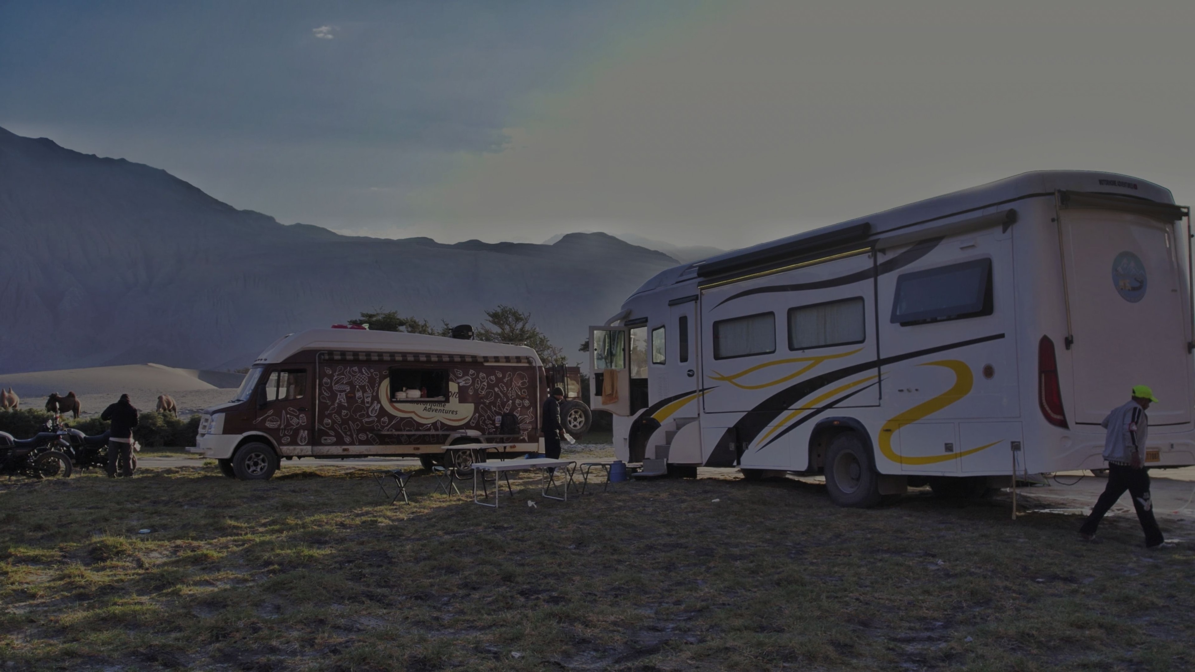 Motorhomes camped in Ladakh